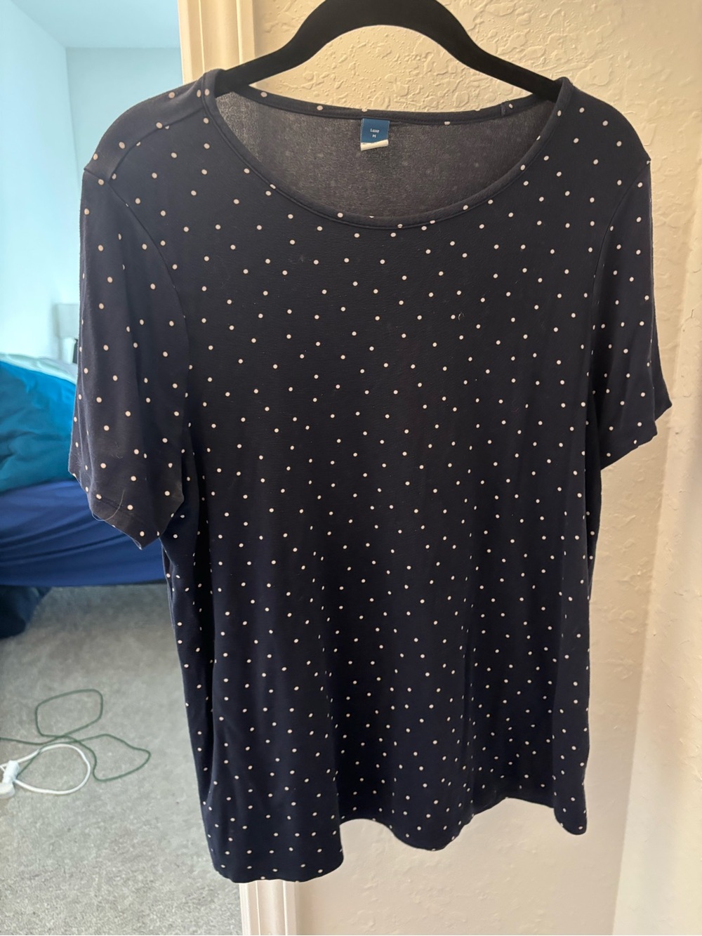 Old Navy Dark Blue Polka Dot Luxe T-shirt